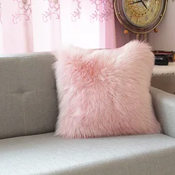 1 PC Plush Pink Decorative Pillow Luxury Faux Fur Cushion Cover Without Filler Single-sided Fluff 40X40CM/45X45CM/50X50CM
