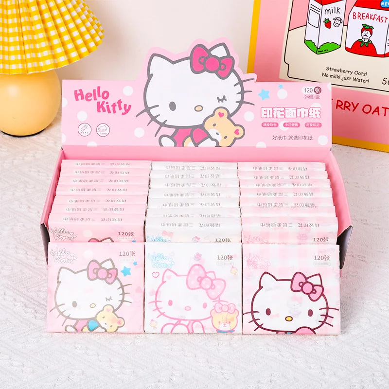 Anime Cartoon Miniso Hello Kitty Pachacco Printed Tissue Paper 24 Pack Toilet Paper Portable In Small Bag Wood Pulp Napkins