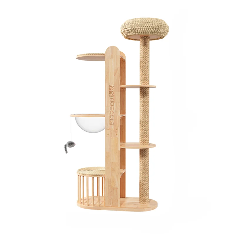 

Cat Tree House Toys Rack Space Capsule Occupy No Space Large Cat Scratching Board Big Cat House Solid Wood Climbing Frame