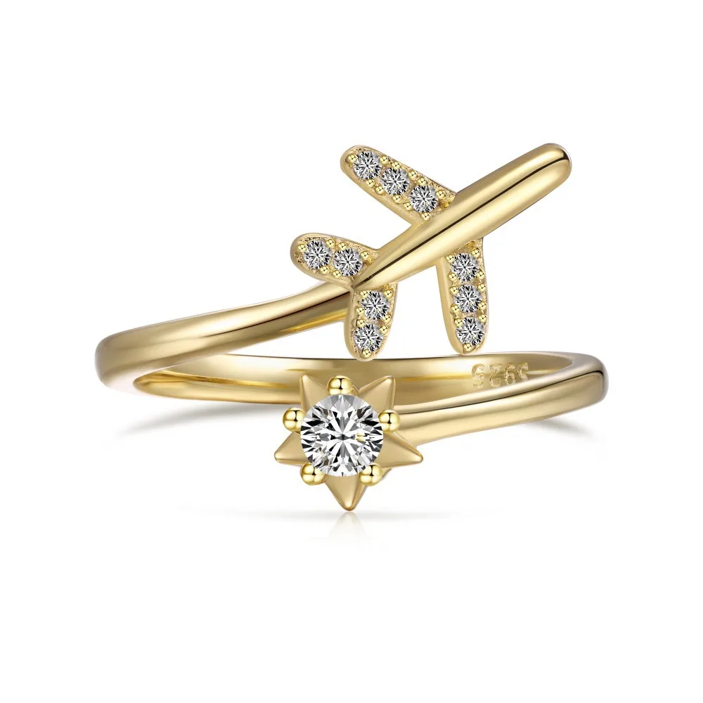 

Dawn's Jewel S925 Sterling Silver Ring Female Creative Aircraft Xingx Detour Design Sense Special Interest Light Luxury Open