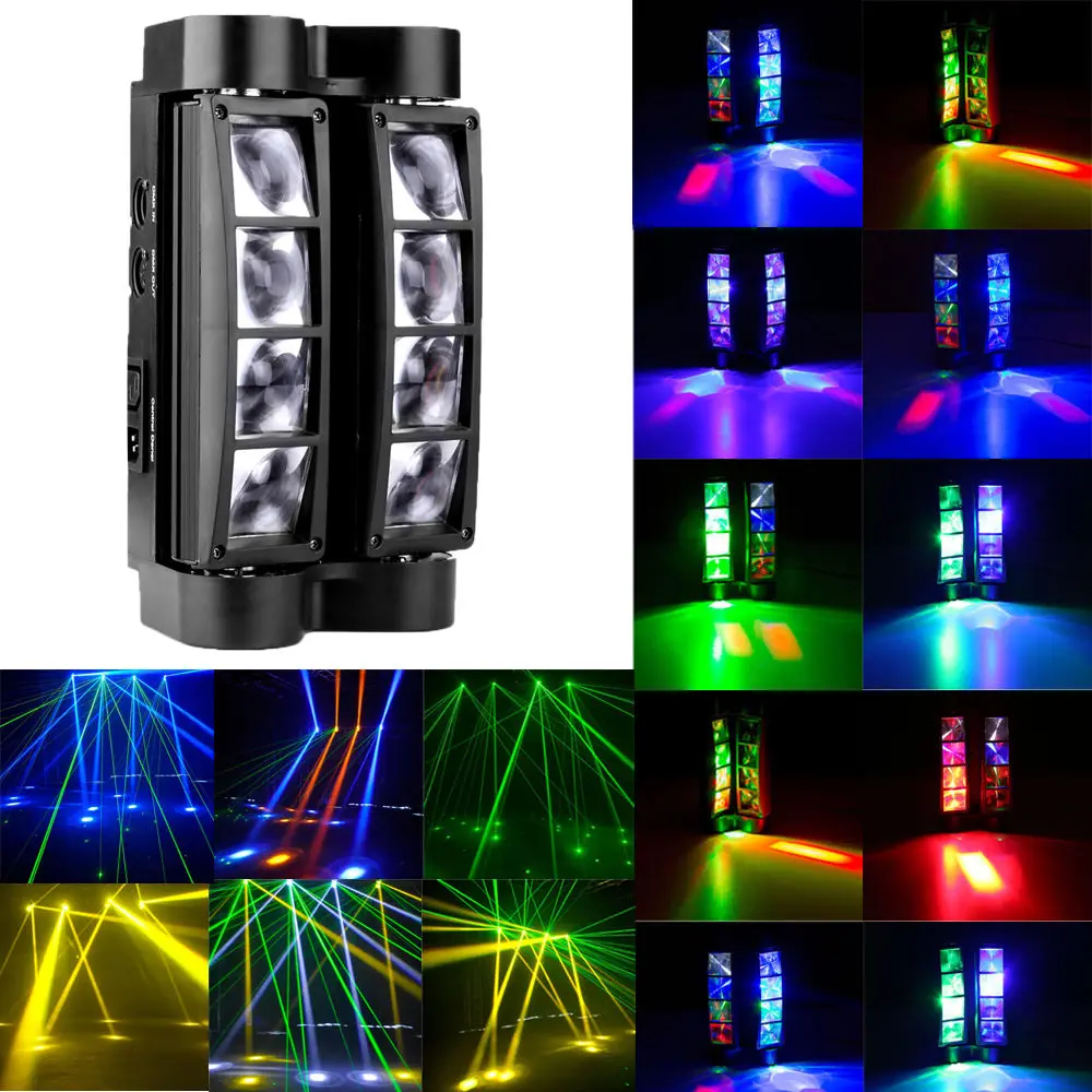 mini led 8x3w rgbw movendo a cabeca luz led aranha feixe de iluminacao palco dmx 512 luz aranha adequado para dj boate 01