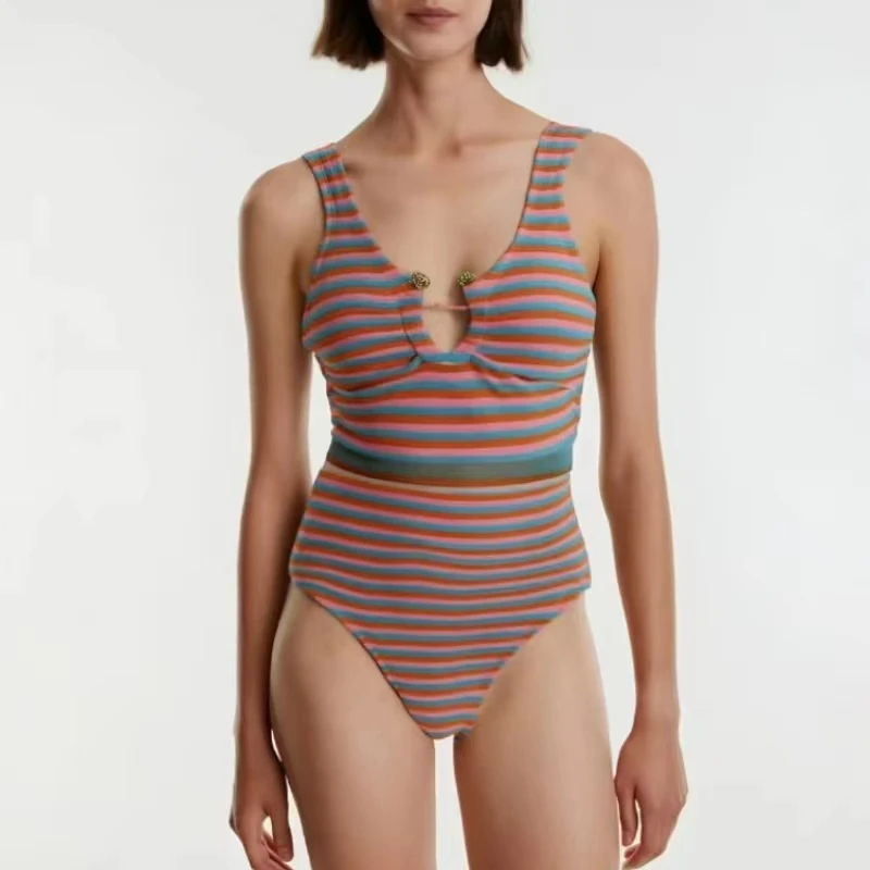 

KNOW DREAM Bikinis 2024 Woman Elastic Rainbow Color Exposed Shoulders Show Leg Length Sexy Clothes For Women Swim Wear