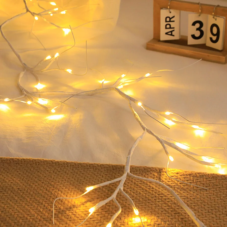 2M Vines Branch Light 48 LED AA Battery Christmas Fairy Light Garland Flexible DIY Willow Vine Light For Home Wall Party Decor