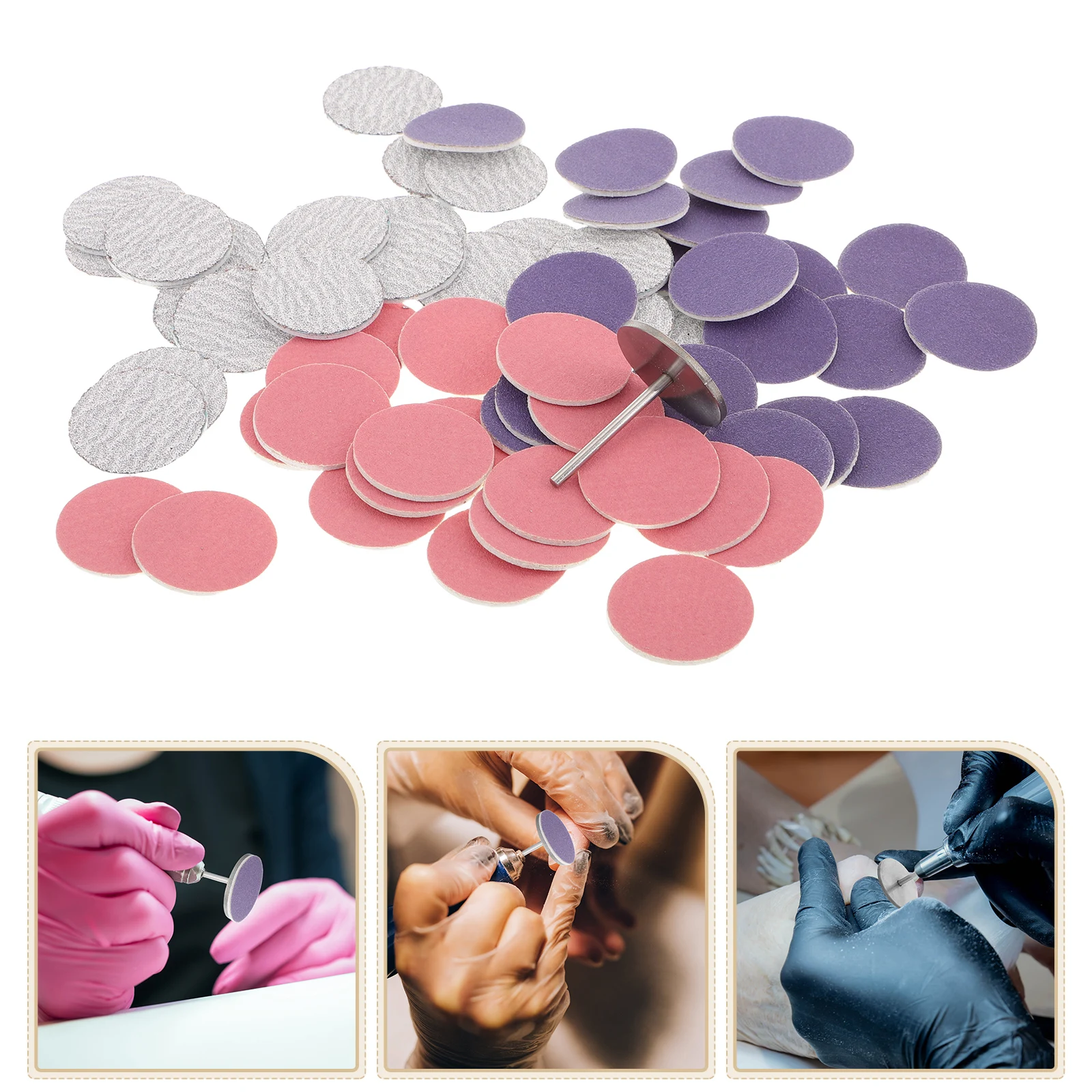 60pcs Nail Sanding Disc Set Electric Grinding Drill Bit Sandpaper for Foot Dead Skin Calluses Manicure Supplies Surface Prep