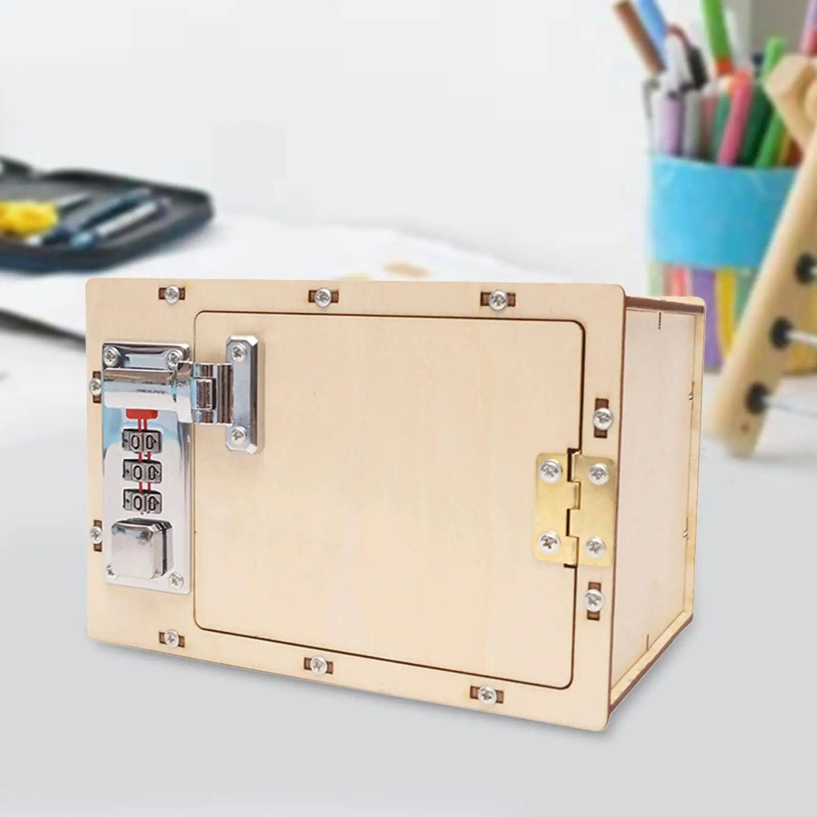 Wooden Password Box DIY Kit Science Experiment Toy for Kids Hand Assembled Creative Educational Gift