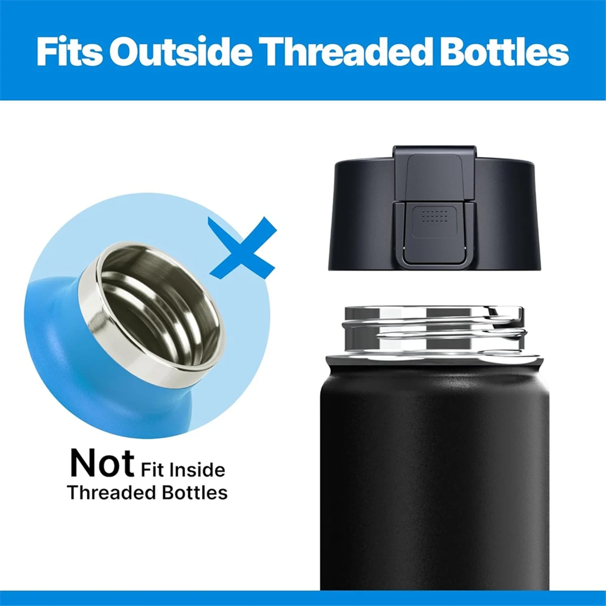 New Auto Flip Replacement Lid for Hydroflask 12 16 18 20 32 40 64oz Wide Mouth Bottles, Replacement Lid Cap with Button Lock