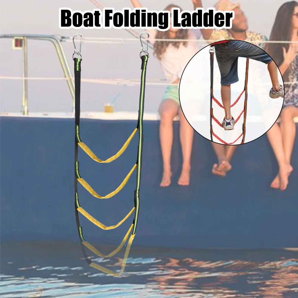 Boarding Soft Ladder Inflatable Boat Boat Folding Ladder Portable Yacht Boat Side Hanging Ladder 3/4/5 Step Boat Rope Ladder