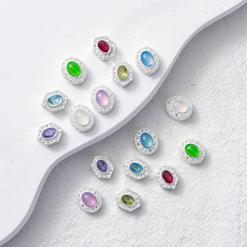 5 Pieces of Copper-plated Silver Inlaid Zircon Spacer Beads DIY Pearl Bracelet Necklace Hand String Jewelry Accessorie Wholesale
