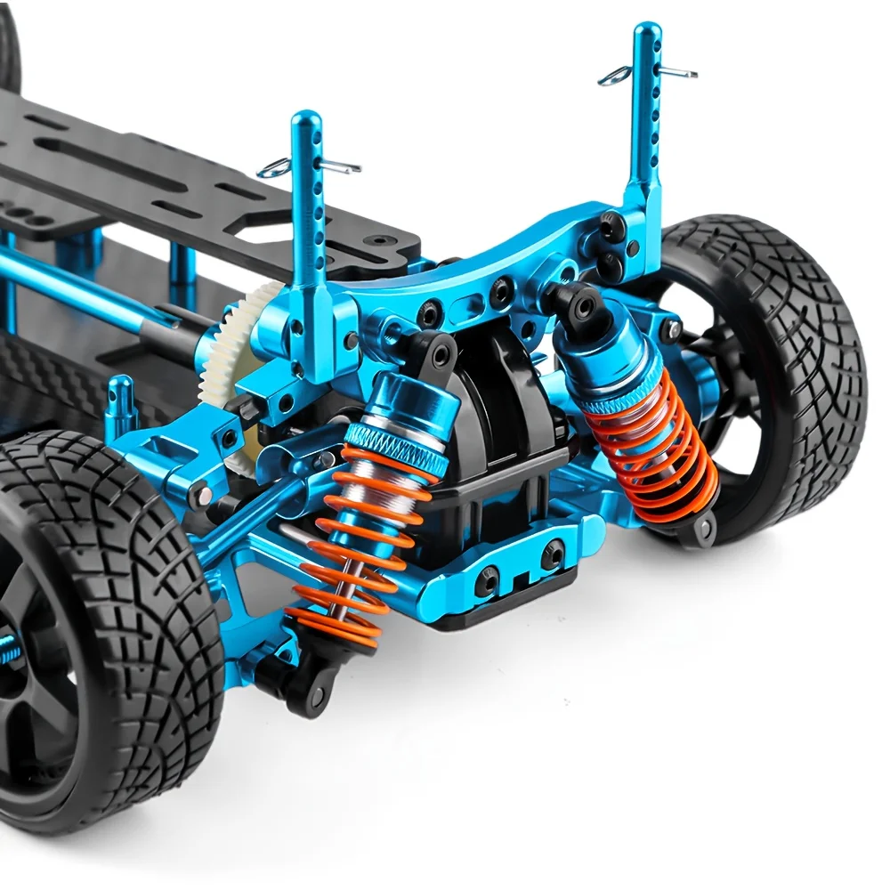 For Tamiya TT02 Chassis Frame Body Kit Aluminum Alloy & Carbon Fiber with 4Pcs Wheels and Shock Absorbers for 1/10 RC Racing Car Upgrade