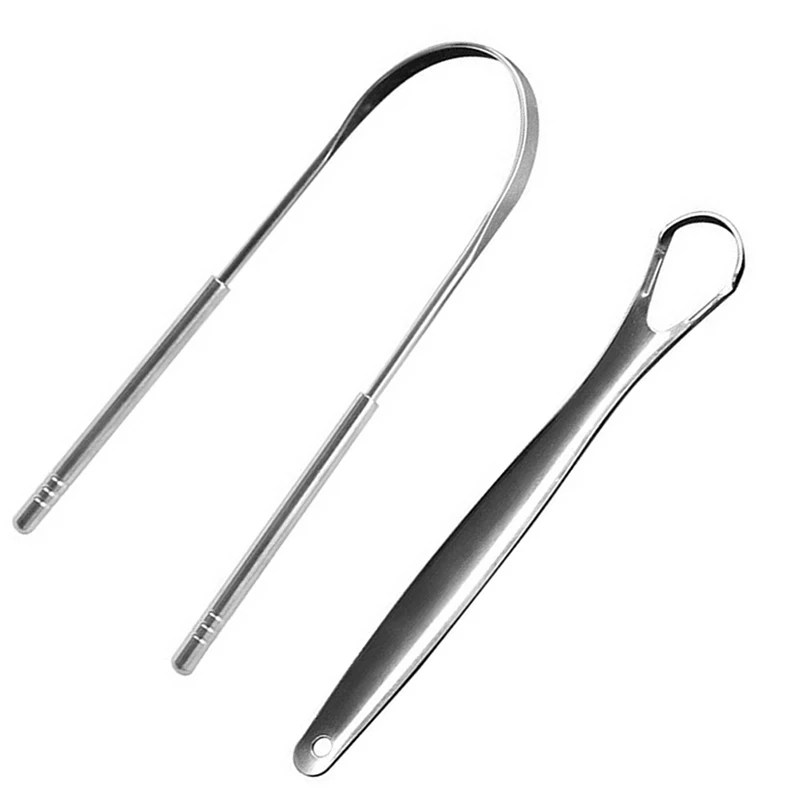 1/2pcs Oral Tongue Cleaner Stainless Steel U Type Tongue Scraper Brush Cleaning Coated Tongue Toothbrush Oral Hygiene Care Tools