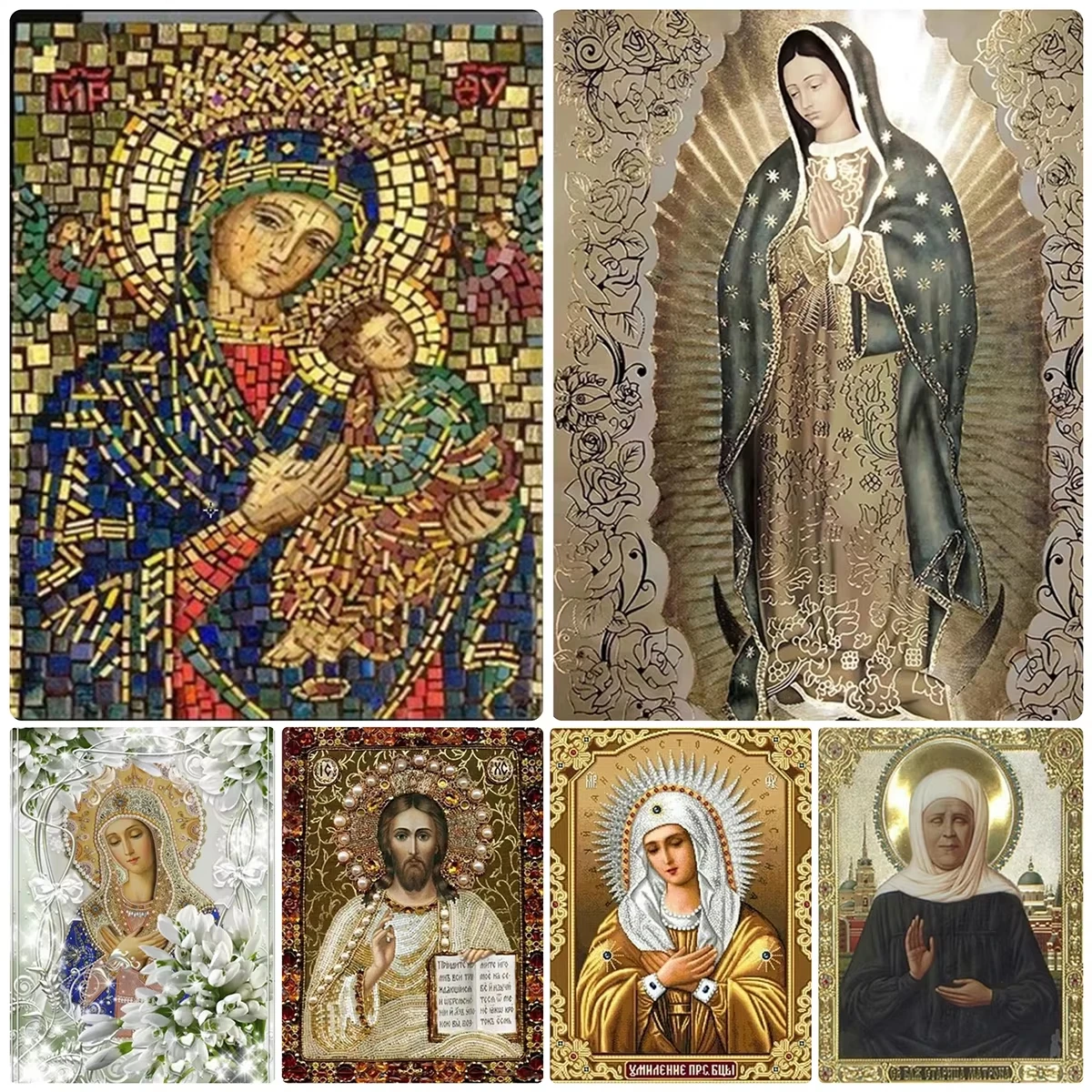 Unsere Liebe Frau von Guadalupe 5D DIY Diamantmalerei Jesus Christus Kreuzstich-Set Jungfrau Diamant-Mosaik Religiöse Stickerei Heimdekoration