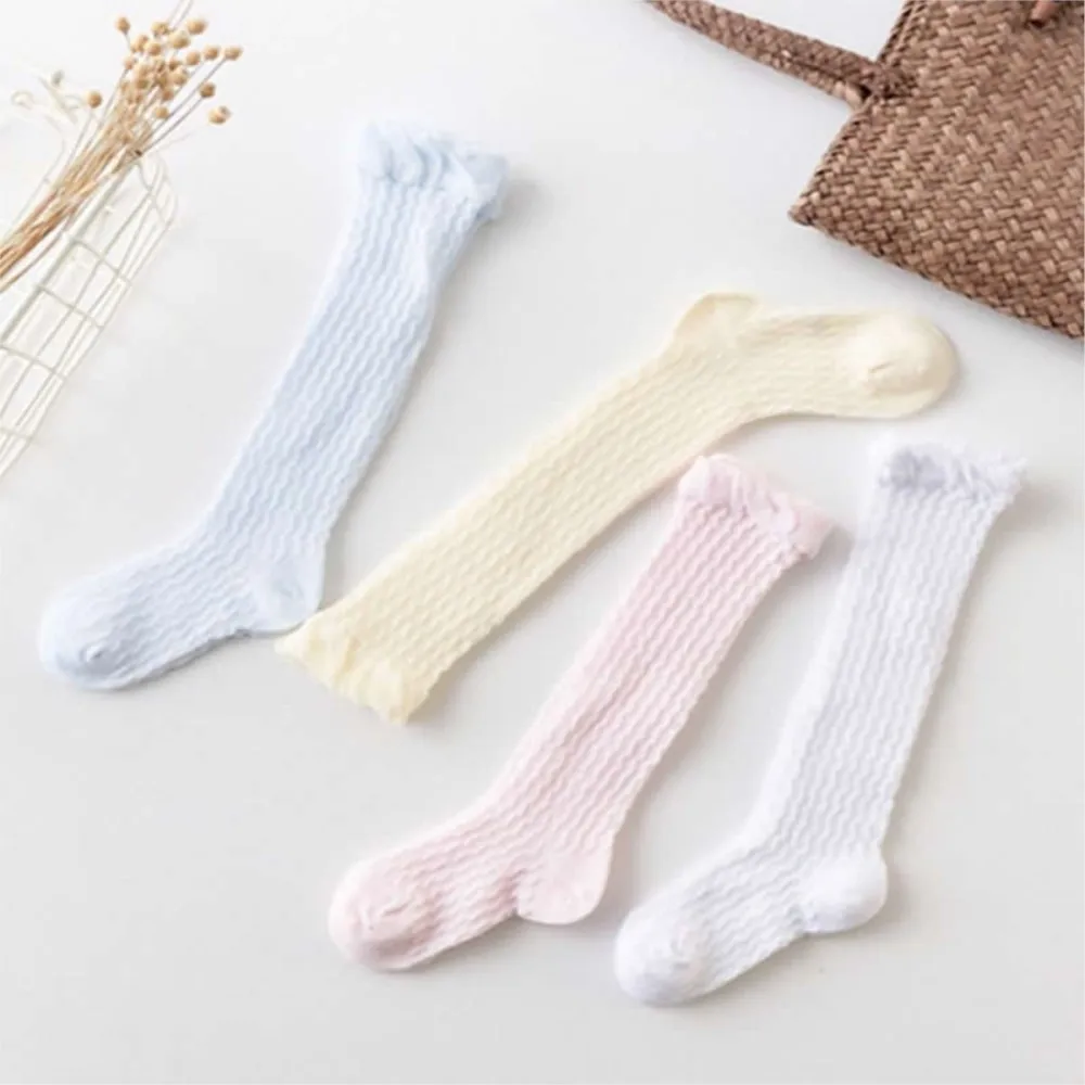 Boys Girls Knee High Socks Cute Long Tube Kids Sokken Summer Baby Knee Socks Mesh Thin Tube Boys Girls Cotton Socks