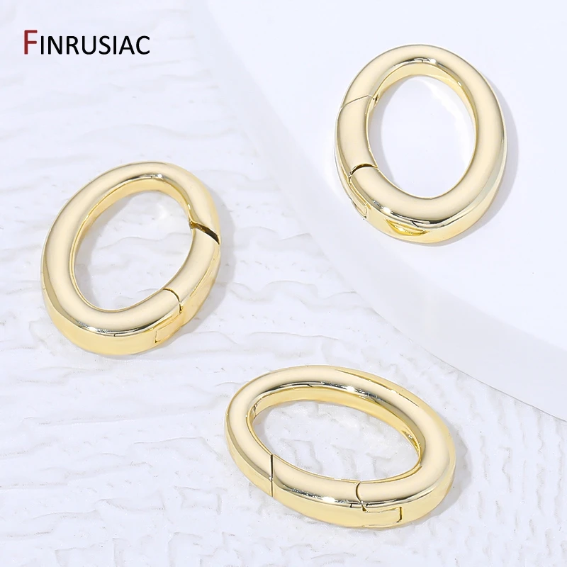 18K Gold Plated Brass Oval Spring Clasps Openable Carabiner Hook Buckle Connector for DIY Jewelry Making Accessories image 2