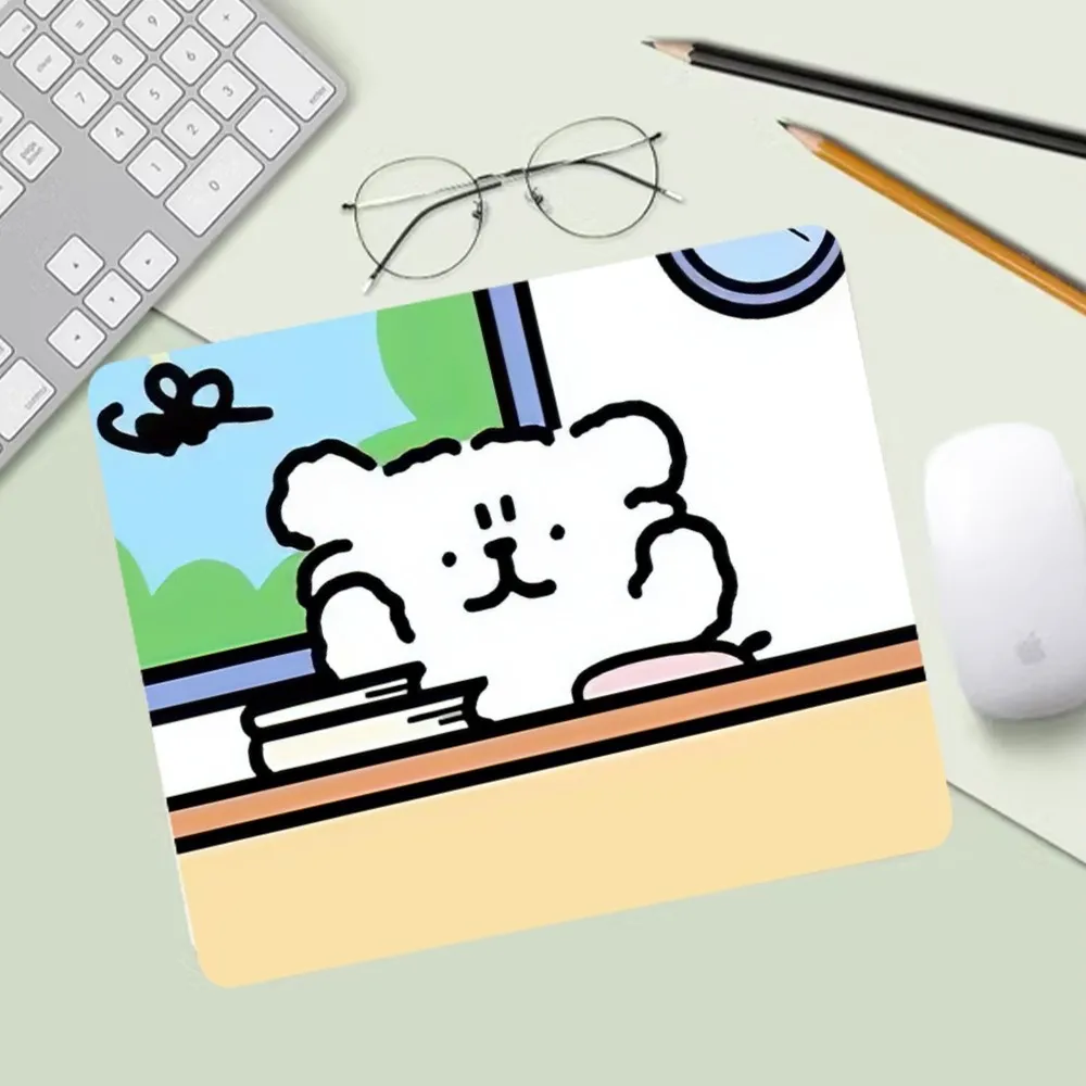 Line Dog Cute Mousepad Computer Desk Mat Table Keyboard Pad Laptop Cushion Non-slip Deskpad