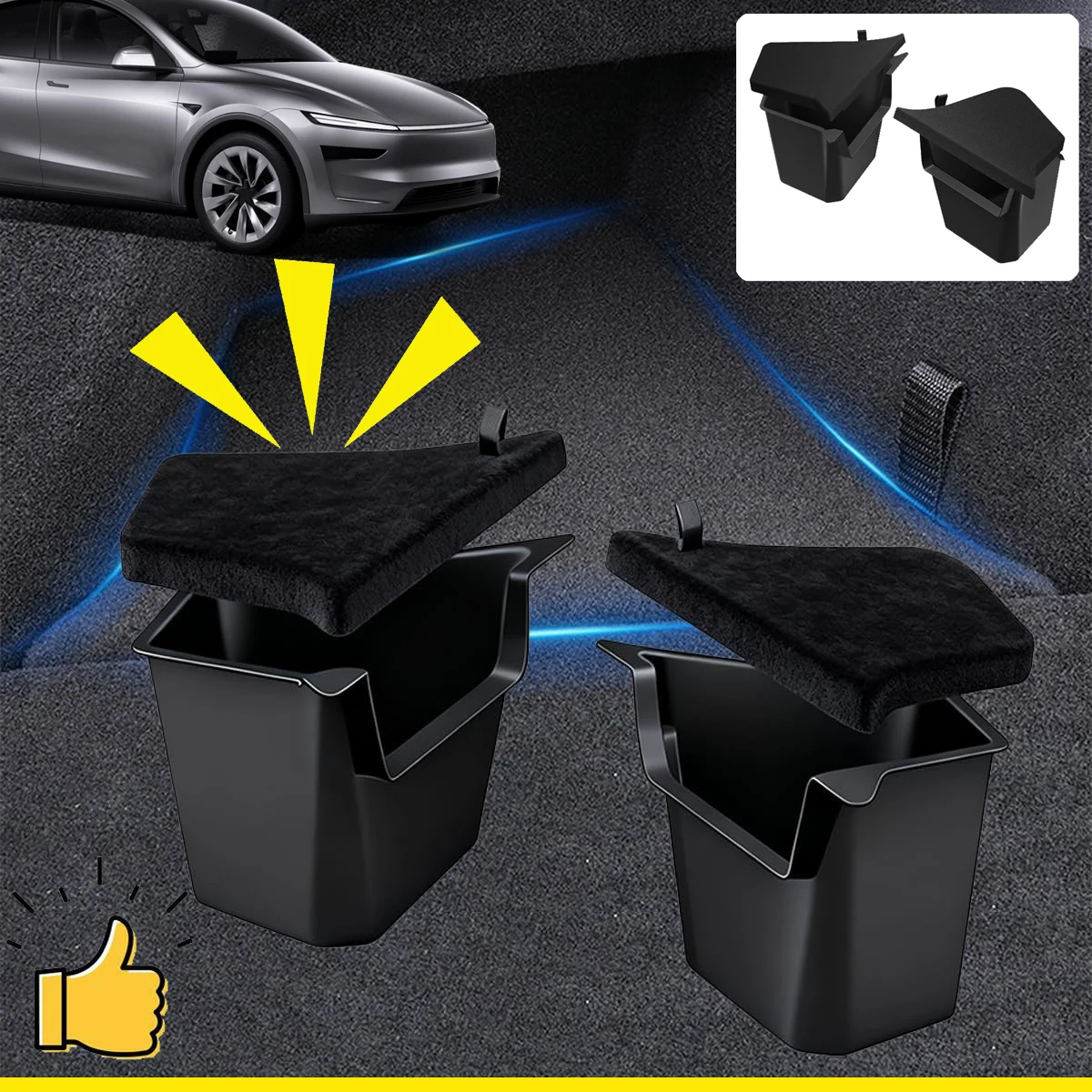 

For 2025 2026 Tesla Model Y Juniper Rear Trunk Storage Bins All Weather Flocking Mat Pad Trunk Organizer TPE Box Car Accessories