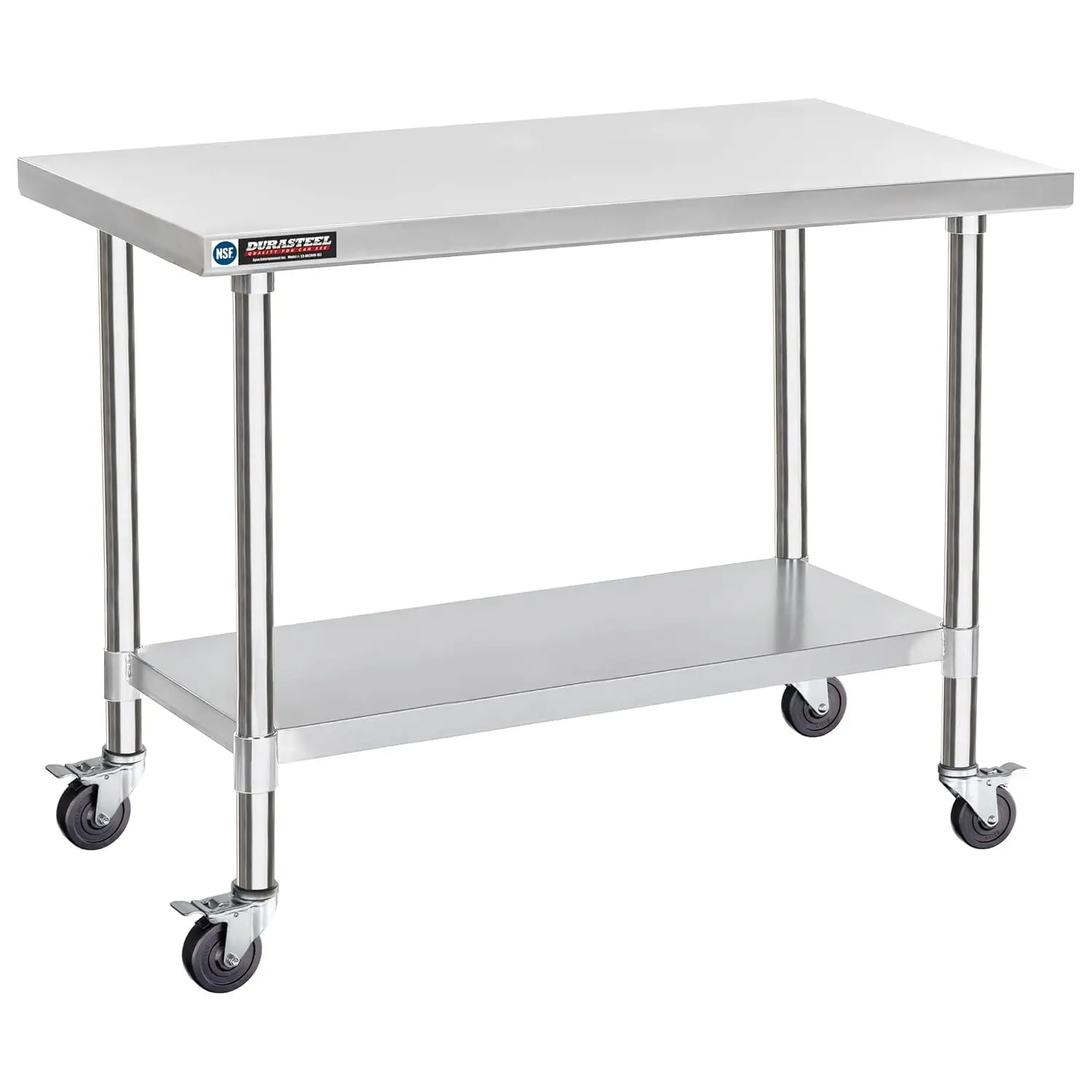 

Stainless Steel Food Prep Work Table with 4 Caster Wheels - Commercial Grade 34" Height Worktable - Great For Restaura