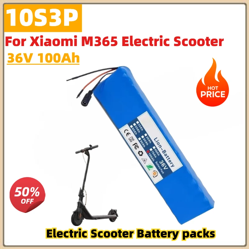 

High Quality 10S3P 36V 100Ah 18650 Rechargeable lithium battery Packs + BMS For Xiaomi M365 Electric Scooter Brand-New