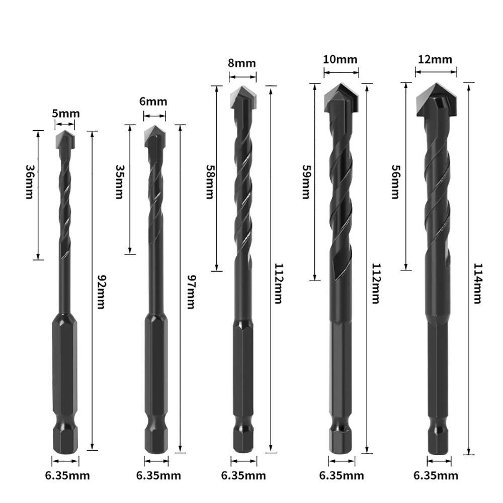 Nhiều Chất Liệu Thun Bộ Mũi Khoan Cho Gốm Sứ Nề Xi Măng Carbide 5Mm 6Mm 8Mm 10mm 12Mm