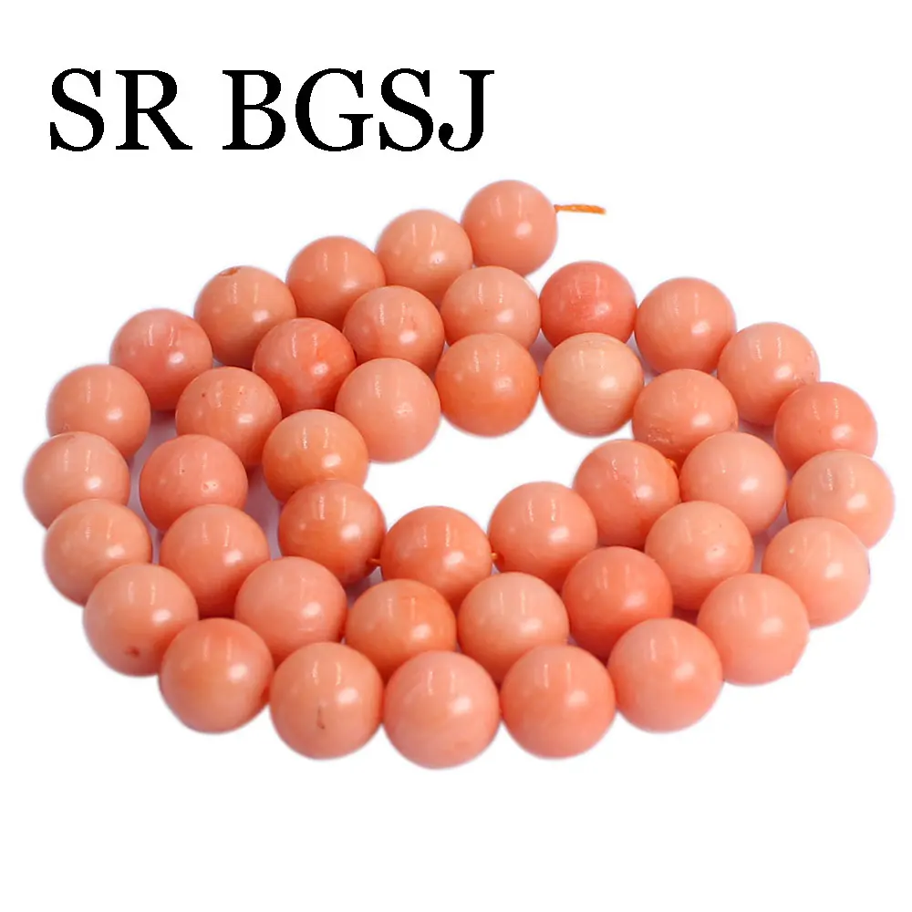 15inch 9-10mm 3A Genuine Natural Light Round  Orange Coral Loose Beads for Jewelry Making DIY Bracelet Necklace Accessories