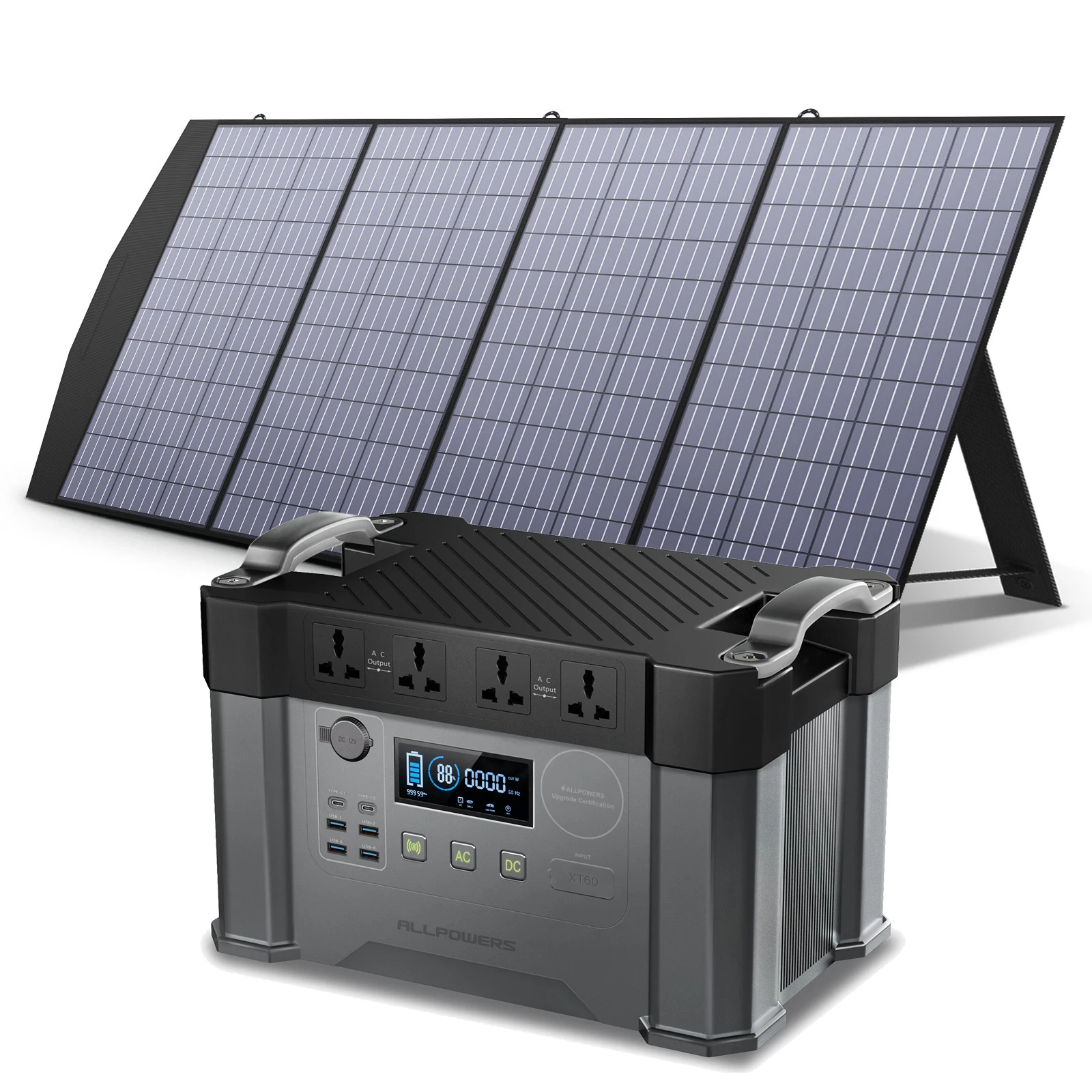 

S2000 2000W Powerstation 1500Wh Solar Battery Charger Emergency Backup Power With 18V 100/120/200W Solar Panel