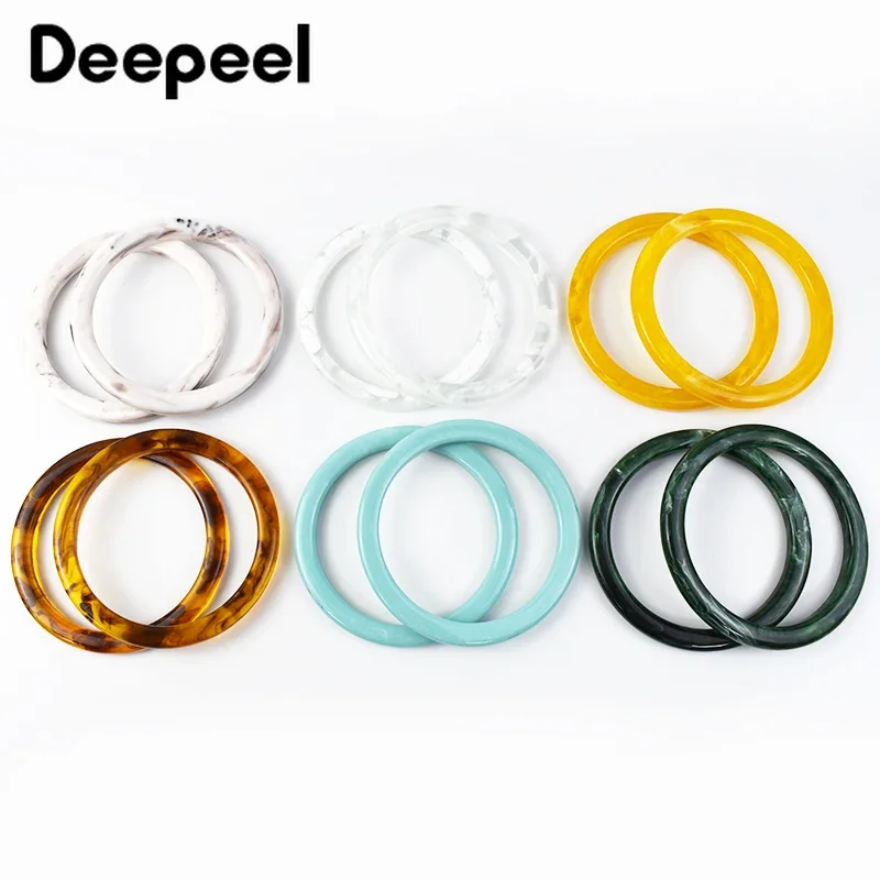 2Pcs Deepeel 9cm Colorful Resin Bag Handle Round Acrylic Handbag Woven-bag Replace Handles Accessories DIY Bags Making Supplies