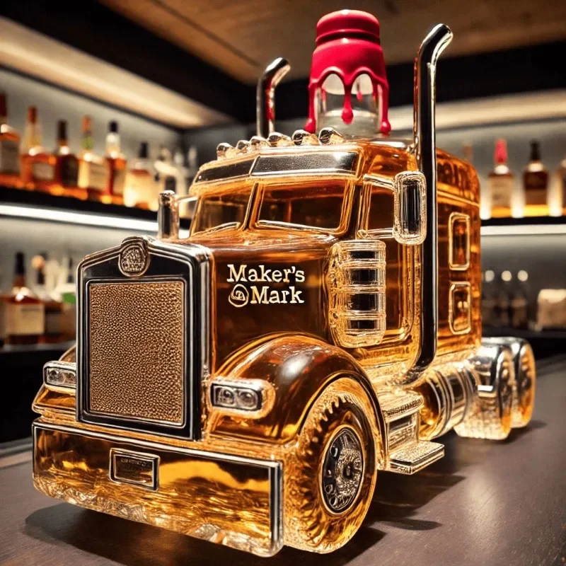 RV Whiskey Decanter Half Truck Whiskey Bottle 375ml Vintage Liquor Container With Interesting Stopper For Hosting Brunch Beer