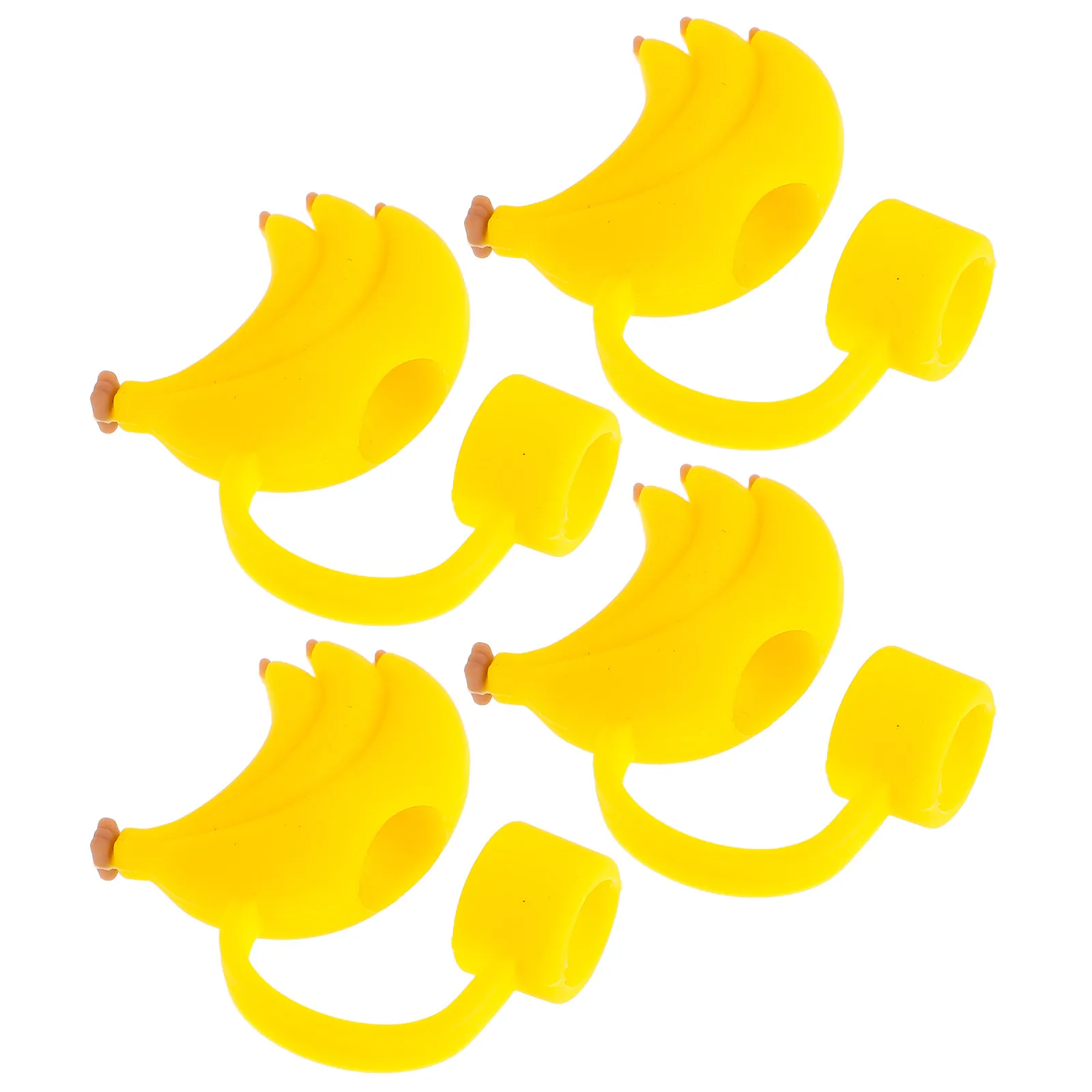 4Pcs Silicone Banana Straw Covers Cute Fruit Caps Reusable Straw Toppers for Water Bottles Tumblers Cover Banana