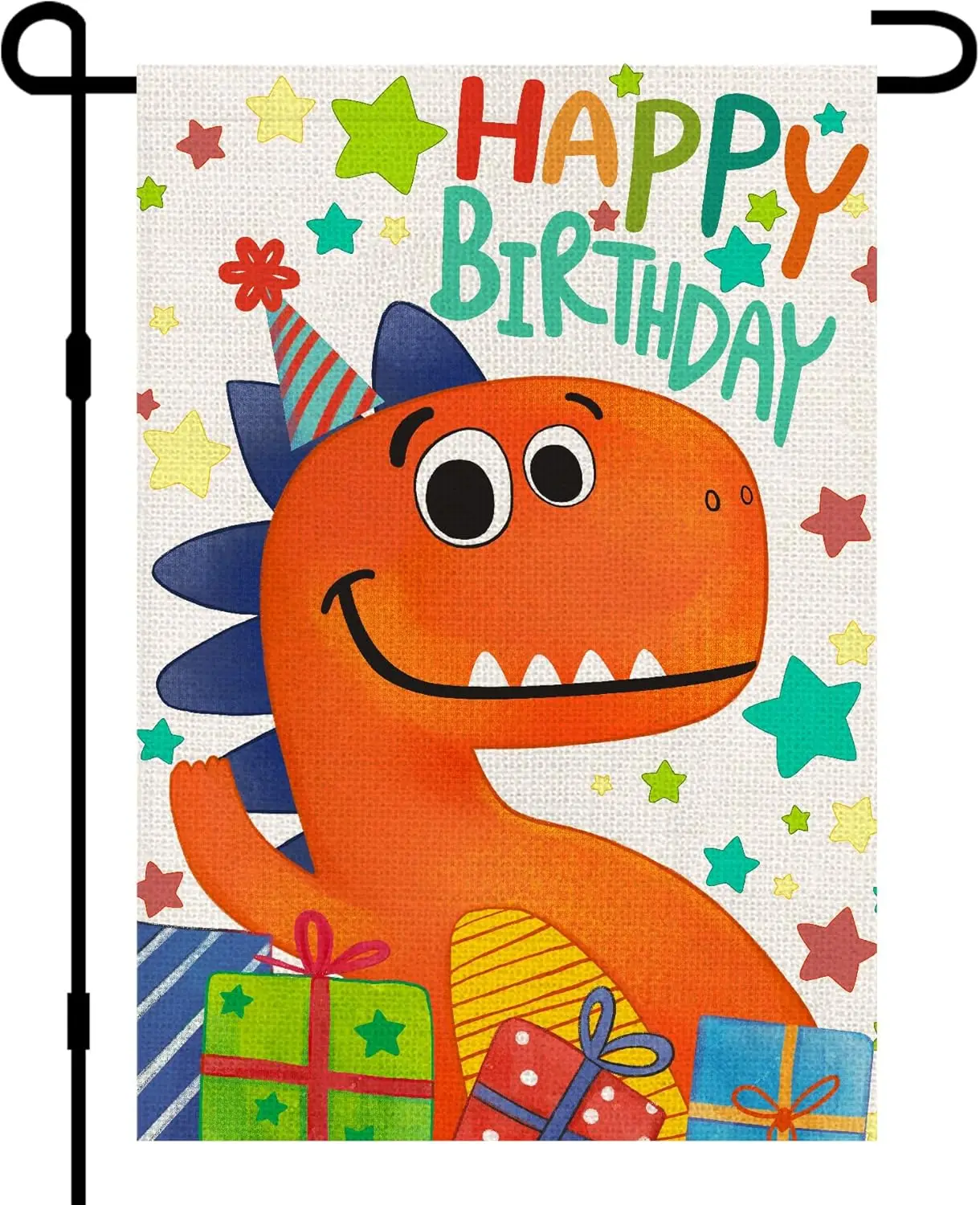 Happy Birthday Garden Flags for Outside 12x18 Double Sided Burlap, Colorful Cartoon Personalized Banner Farmhouse Yard Sign  IIC