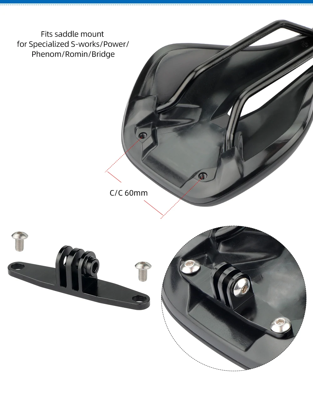 Deemount Fahrradsattel-Schienen-Rücklichthalterung für Specialized SWAT, optional 4 Modelle für Magicshine Trek, passend für GoPro-Adapter, DIY-Teil – Detail 4