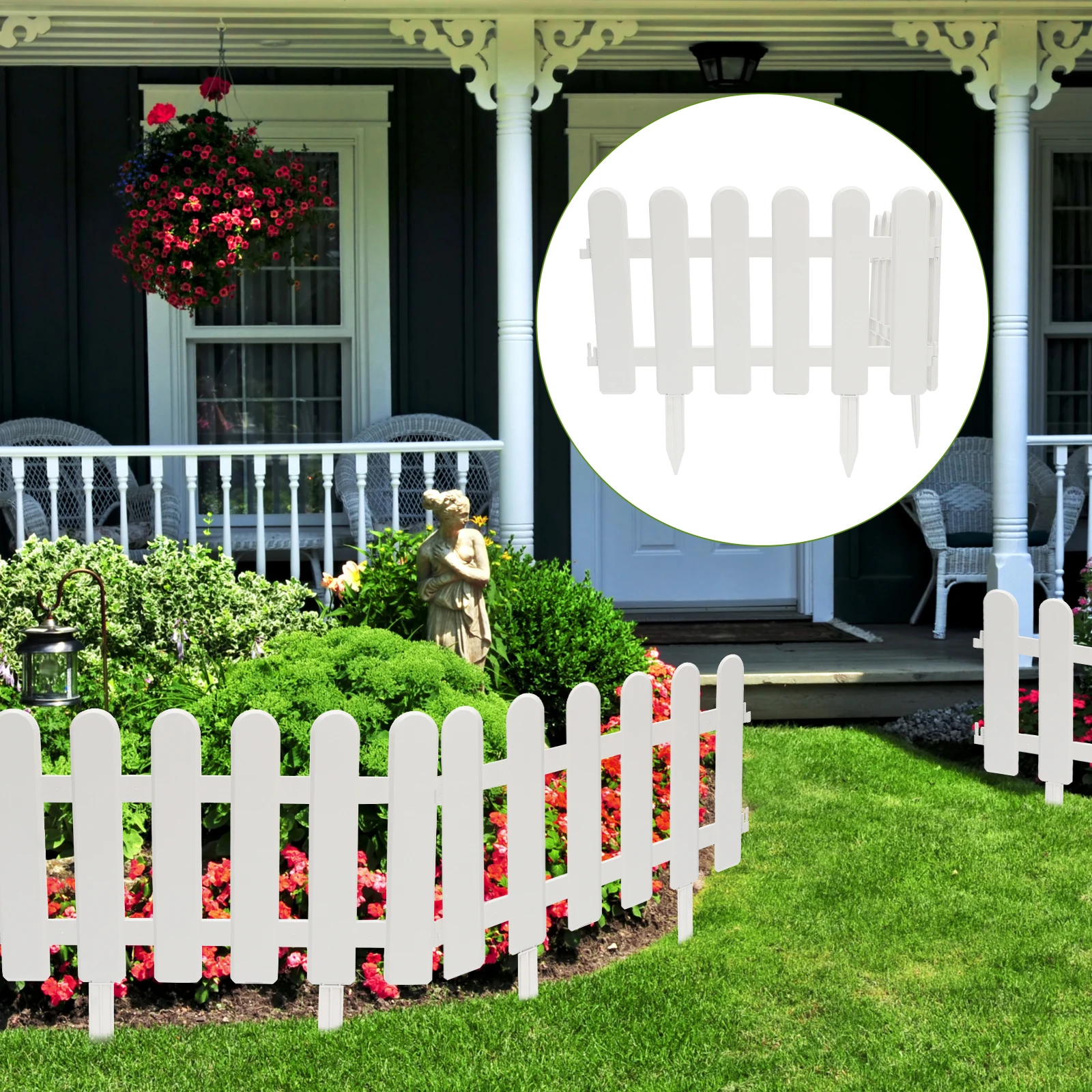 

2Pcs White 50x30cm Plastic Decorative Yard Driveway Christmas Tree Garden Driveway Fence Wedding Scene Picket Fence