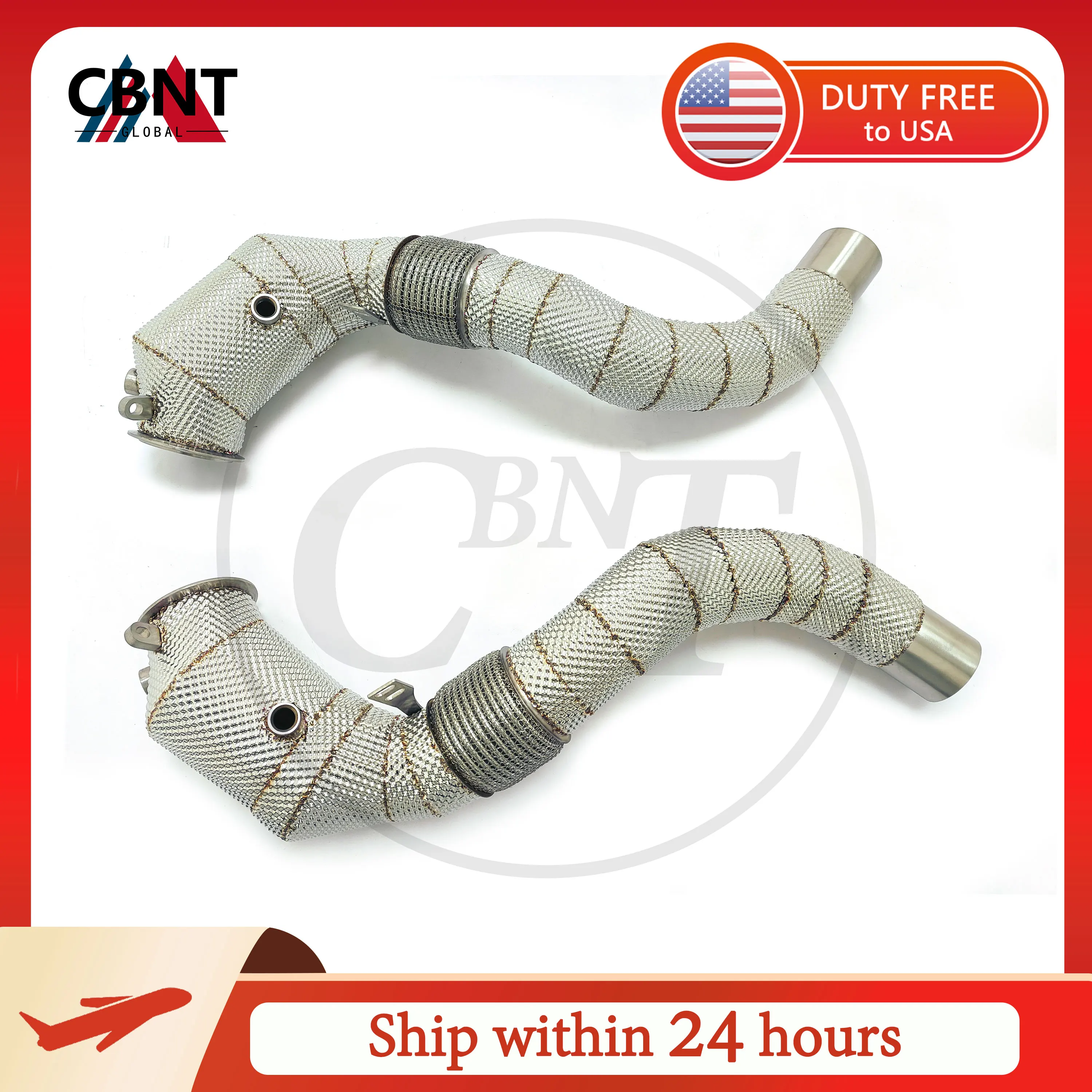 

CBNT Catless/Catted Downpipe for BMW G30 M550i 4.4T High Performance Free Flow Exhaust Header with Heat Shield Exhaust Pipe
