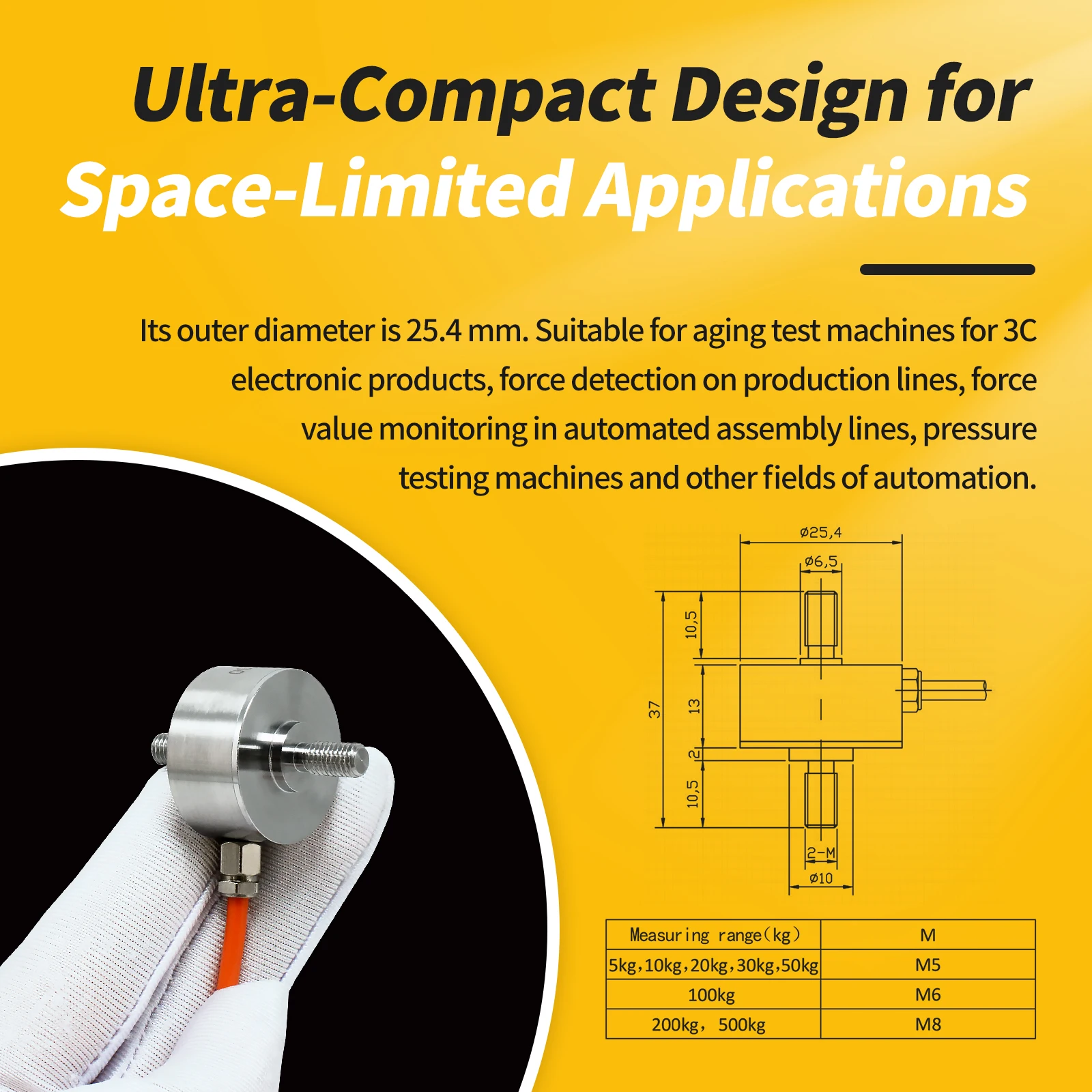 Micro Capsule Load Cell 0-2T with Control Instrument for Direct Display,Test Tensin and Compression Force,10kg 20kg