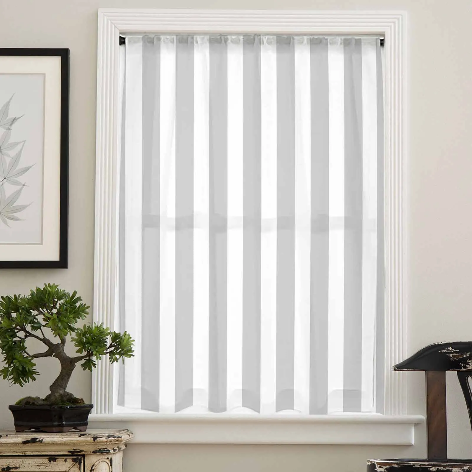 Striped Gray Sheer Curtain Living Room Drapes Home Bedroom Voile Curtain Tulle Window Curtain