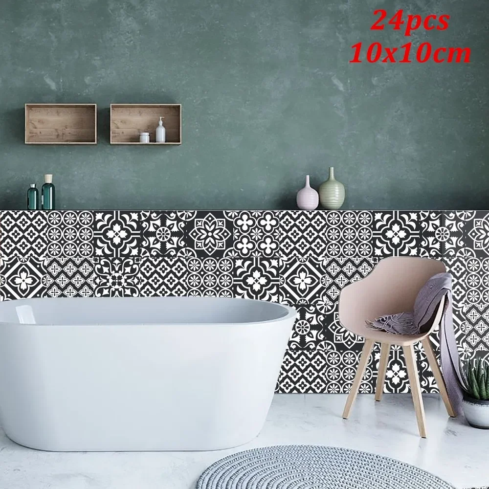 Beautify Your Home with 24pcs Self Adhesive Tile Stickers, Green and Harmless Materials, Perfect for Walls and Floors