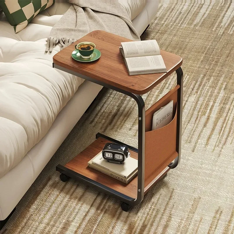 #Modern C-Shaped Corner End Table for Living Room Dining and Bedside Slide Under Sofa and Couch