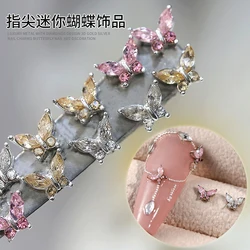 10PCS 3D Mini Crystal Butterfly Nail Art Charms Jewelry Parts Accessories Luxury Alloy Nails Decoration Rhinestones Supplies