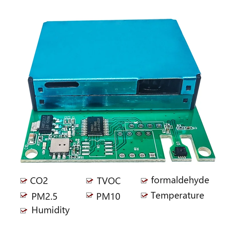 

CO2 Формальдегид Температура и Влажность TVOC PM2.5 Обнаружение Датчик качества воздуха Выход RS485 M702B