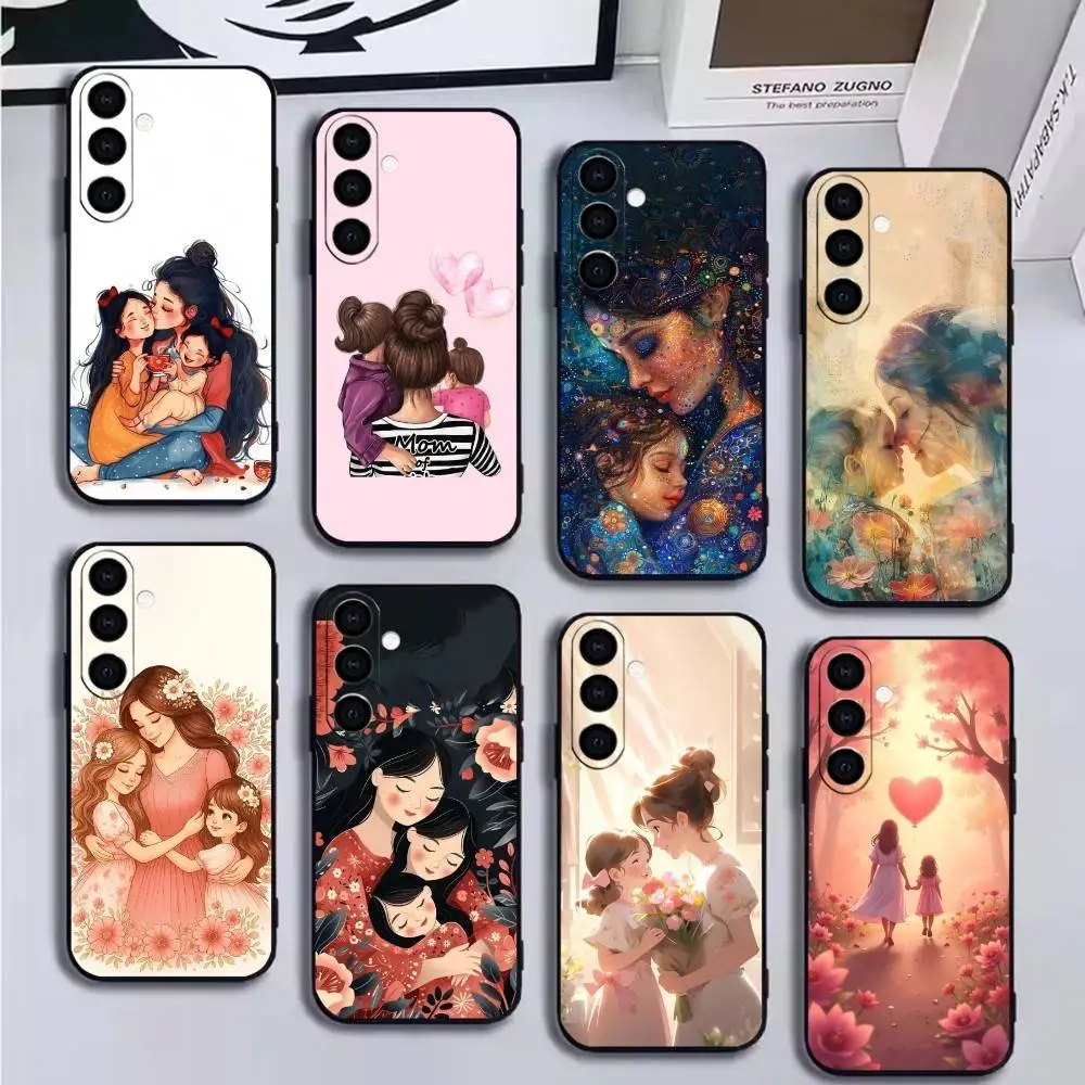 Hermosa madre e hija funda de teléfono para Samsung Galaxy A20,21s,22,31,32,52,53,72,73,80,91 carcasa negra suave