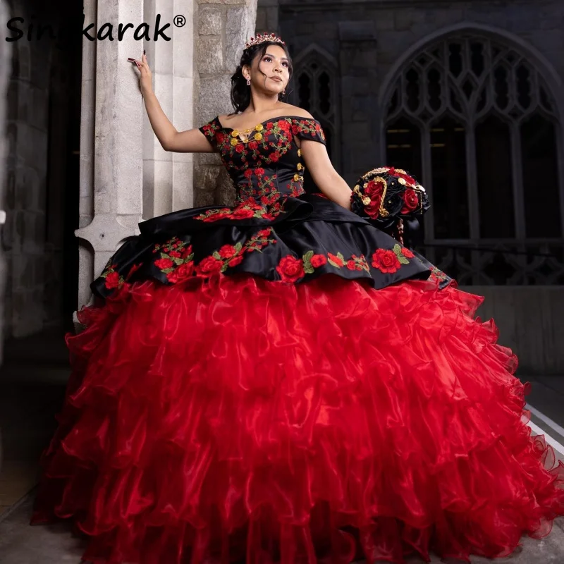 Vestidos De 15 Años vestido rojo para quinceañeras 2024 con cuentas De lazo apliques cristales vestido De fiesta De cumpleaños De México para 15 ° personalizado