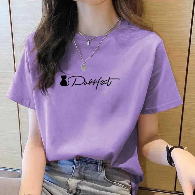 100% Cotton Short Sleeve T-shirt Women Loose Body Shirt Summer Casual Base Shirt Top