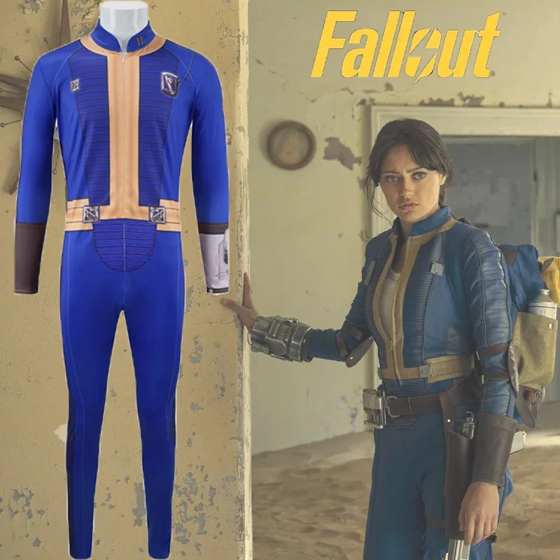 Fallout Lucy MacLean Cosplay Costume Female Male Survivor Suit Blue Bodysuit Uniform Halloween Carnival Party Adult Outfits Set