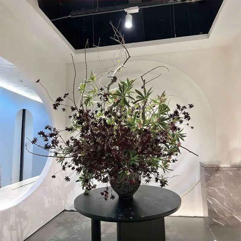 New Chinese Zen large countertop floral ornament wabi sandy wind hotel lobby decoration simulation flower