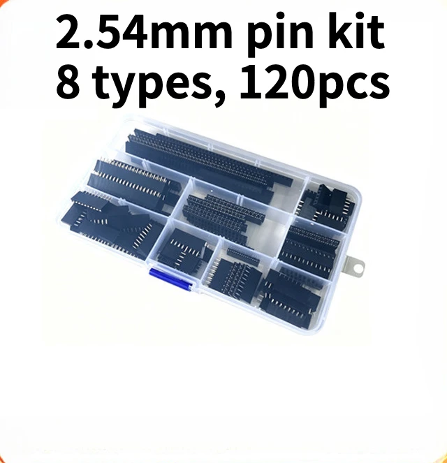 120Pcs Single-row Female Seat Boxed 2.54mm Single-row Pin Socket Connector PCB Board Combination Kit 8 Kinds