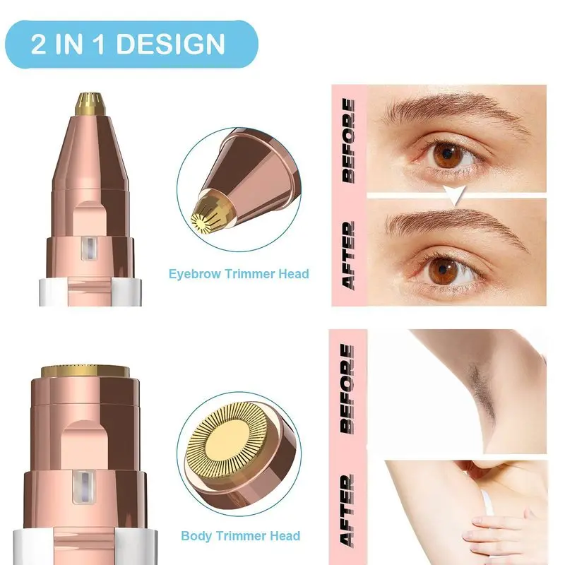 HUIBAOGE 2-in-1 electric eyebrow trimmer and mini lipstick-shaped portable hair removal deviceLEDLamp hair removal device
