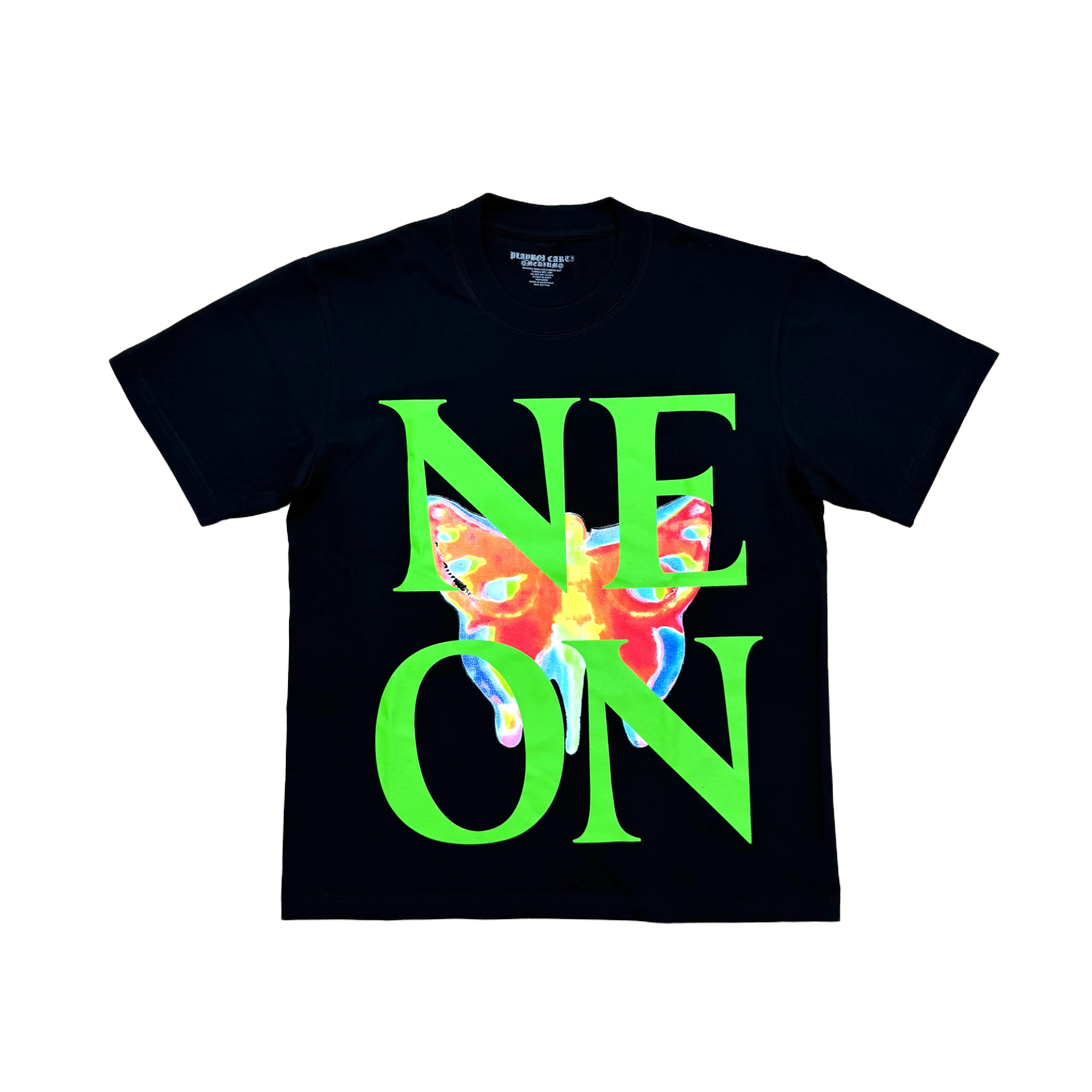 New Men Playboi Carti Neon Tour Merch Butterfly T Shirts T-Shirt Hip Hop Skateboard Street Cotton T-Shirts Tee Top US size e123