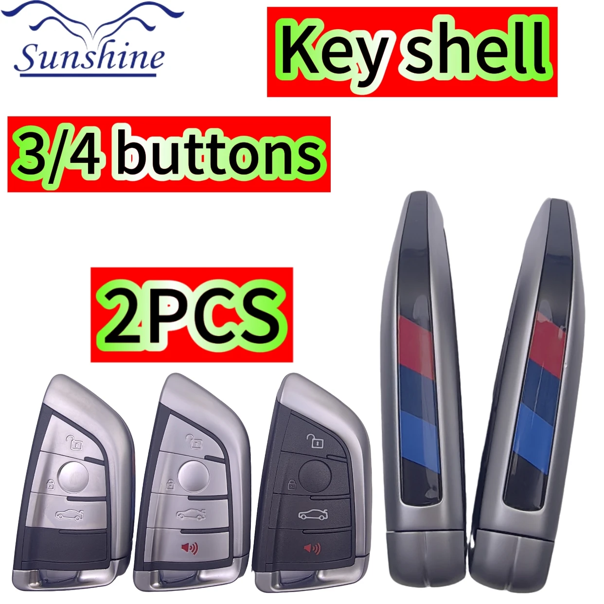 

2PCS Fob Smart Card Key Shell Insert Blade Fob Case 3/4 Button For BMW BDC 1 3 5 7 Series X1 X5 X6 X5M X6M F FEM CAS4 CAS4+
