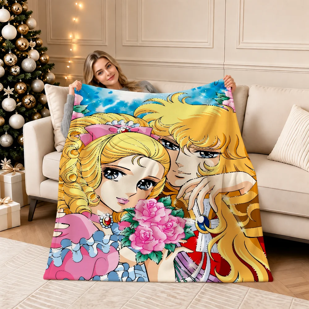 Anime The Rose Of V-Versailles Lady Oscar Warm Soft Plush Blanket For Sofa Living Room Nap Home Bedroom Gift Flannel Pet Hogar