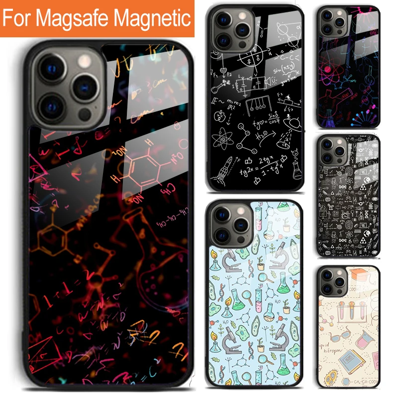 Vintage science chemistry laboratory seamless Phone Case For iPhone 16 15 14 13 12 Pro Max Plus Magsafe Magnetic Wireless Cover