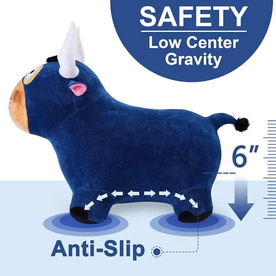 iPlay iLearn Bouncy Pals Bull Hopping Horse Trona inflável de pelúcia para uso interno e externo Interativo Ride-On Jumpi