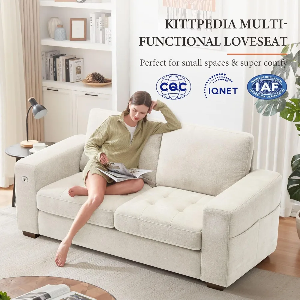 70 Inch Loveseat with USB/Type-C Charging Port & Side Pocket, Comfy Modern 2-Seats Sofa for Living Room & Bedroom